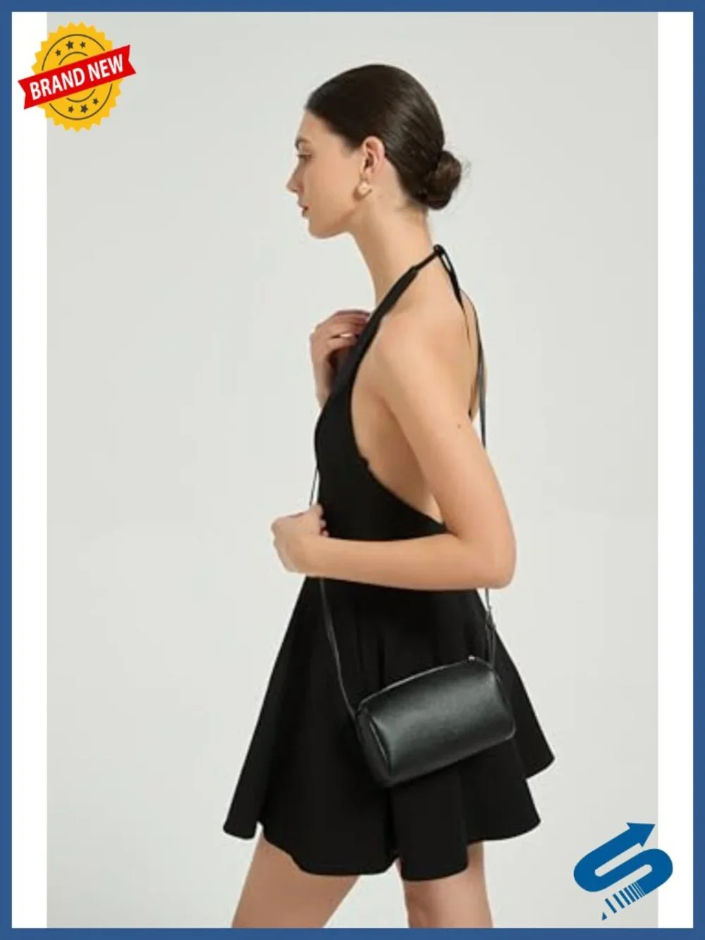 Vegan Leather Mini Crossbody Purse with Adjustable Strap Hobo Bag Barrel Shape